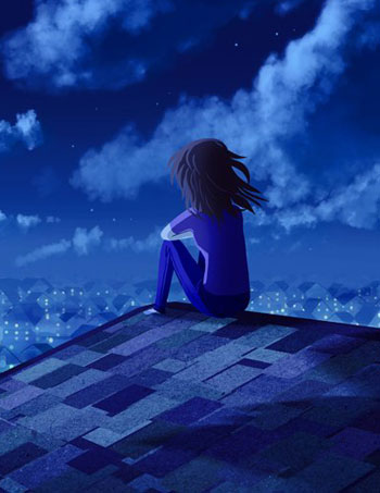 Девушка на крыше ночью