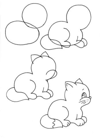 Как нарисовать кошку сидящую боком