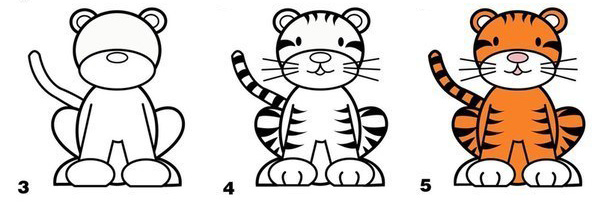 Как нарисовать тигренка поэтапно карандашом